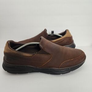 Skechers Mens Size 13 Brown Glide Calculous Slip On Leather Walking Shoes 64589
